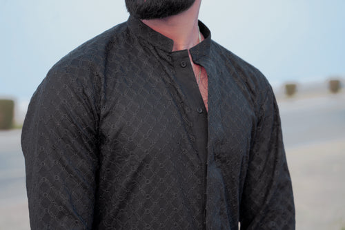 Black Sherwani Kurta Pjama