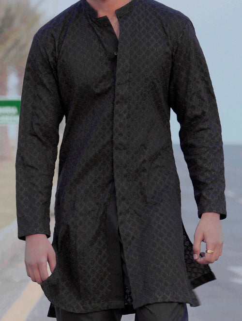 Black Sherwani Kurta Pjama