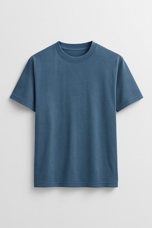 Classic Blue (Ribbed) Drop Shoulder T-Shirt