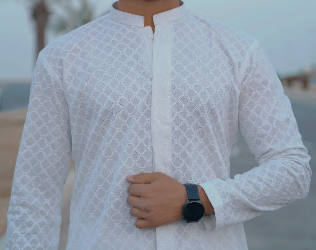 White Sherwani Kurta Pjama